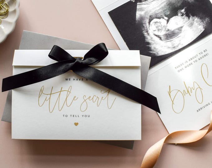 Personalised Pregnancy Announcement card for Grandparents, Pregnancy Reveal Card, We Have A Secret Card with Scan Photo