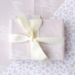 Luxury Wrapping Paper For Her, Blush Pink Wrapping Paper, Leopard Print Gift Wrap
