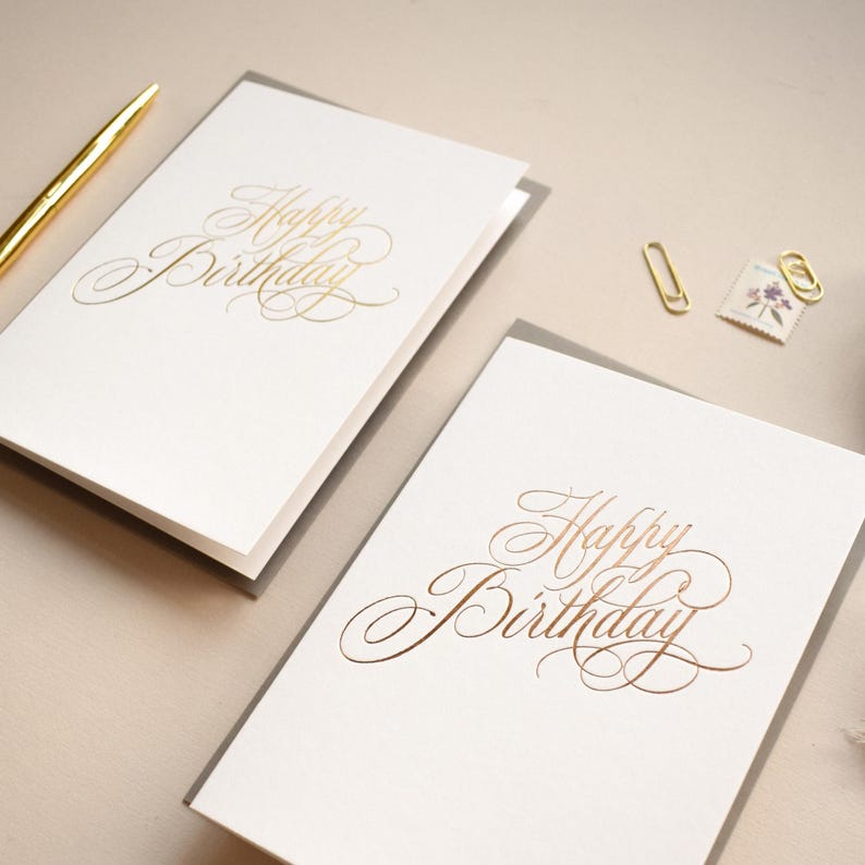 Birthday Card, Calligraphy Birthday Card, Luxury Birthday Card, Gold Birthday Card, Rose Gold Birthday Card, Special Birthday Card image 3