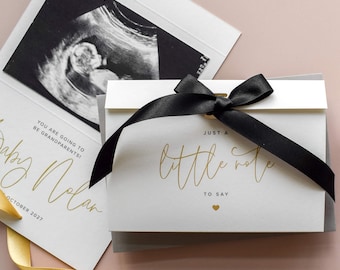 Personalised Pregnancy Reveal Card For Grandparents, Baby Gender reveal card For Grandparents with scan photo, A little note scan photo card