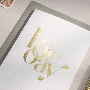 Carte d'anniversaire moderne pour elle avec feuille d'or et design minimaliste, carte d'anniversaire meilleure amie
