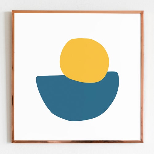 Abstract Square Wall Art Blue Yellow Print Printable Wall Art Etsy