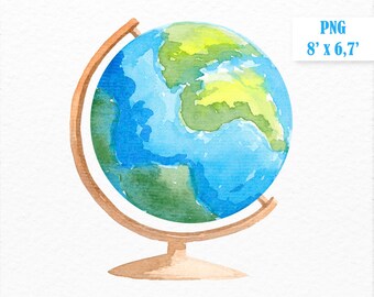 watercolor globe etsy