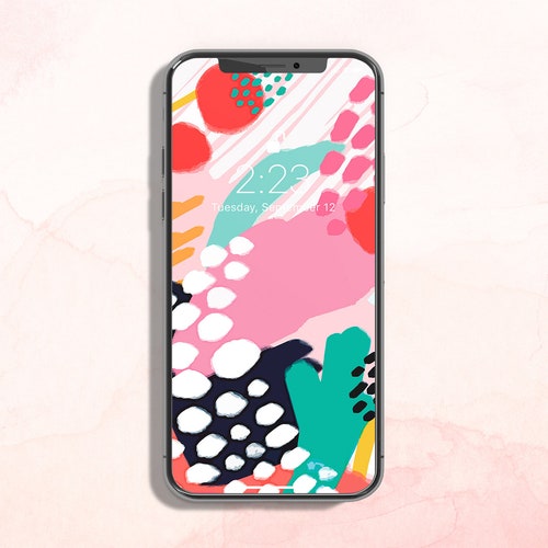 Abstract Iphone Wallpaper Colorful Phone Lock Screen Modern Etsy Norway