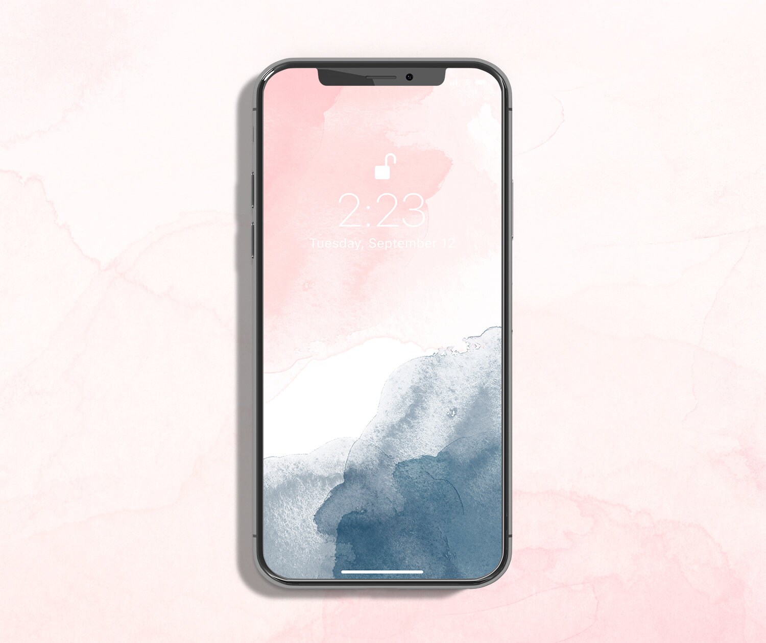 Với hình nền iPhone được thể hiện với màu blush pink và navy blue, bạn sẽ cảm thấy mình đang ngập tràn trong không gian nữ tính và đầy phong cách. Tông màu làm tôn lên vẻ đẹp tự nhiên của thiết bị, giúp bạn tha hồ lựa chọn phong cách thể hiện bản thân.