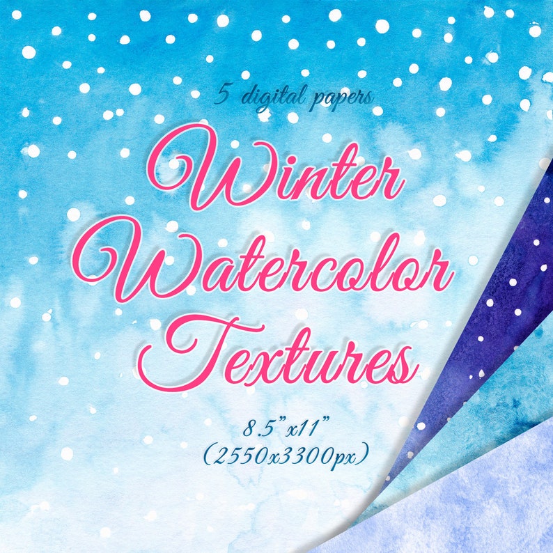 Winter Digital Paper Christmas Background Blue Card Background Etsy