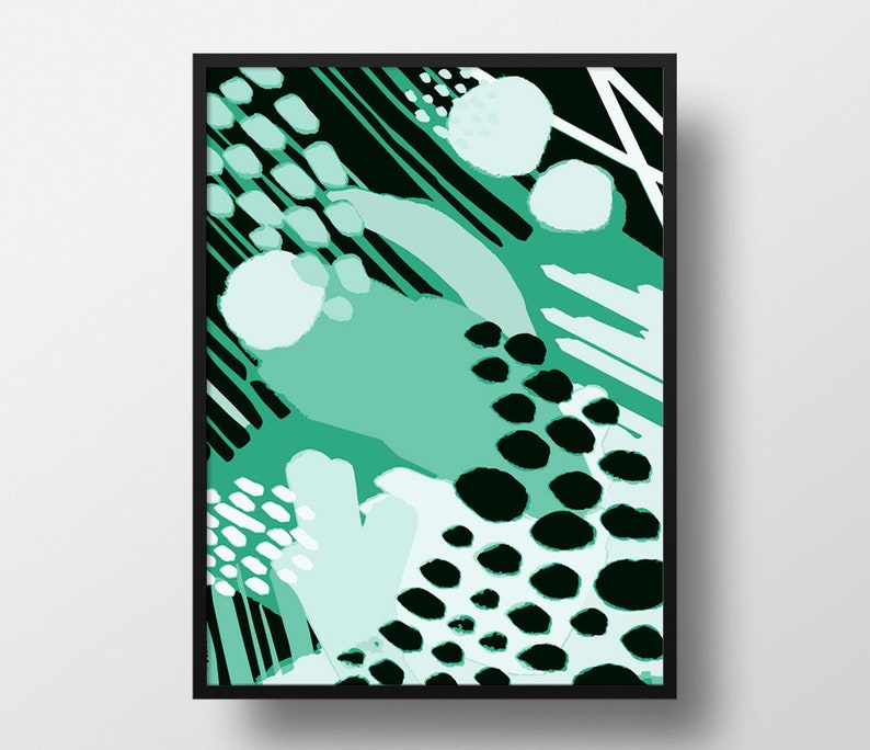 Abstract Emerald Wall Art Set of 2 Prints Printable Wall Art Etsy