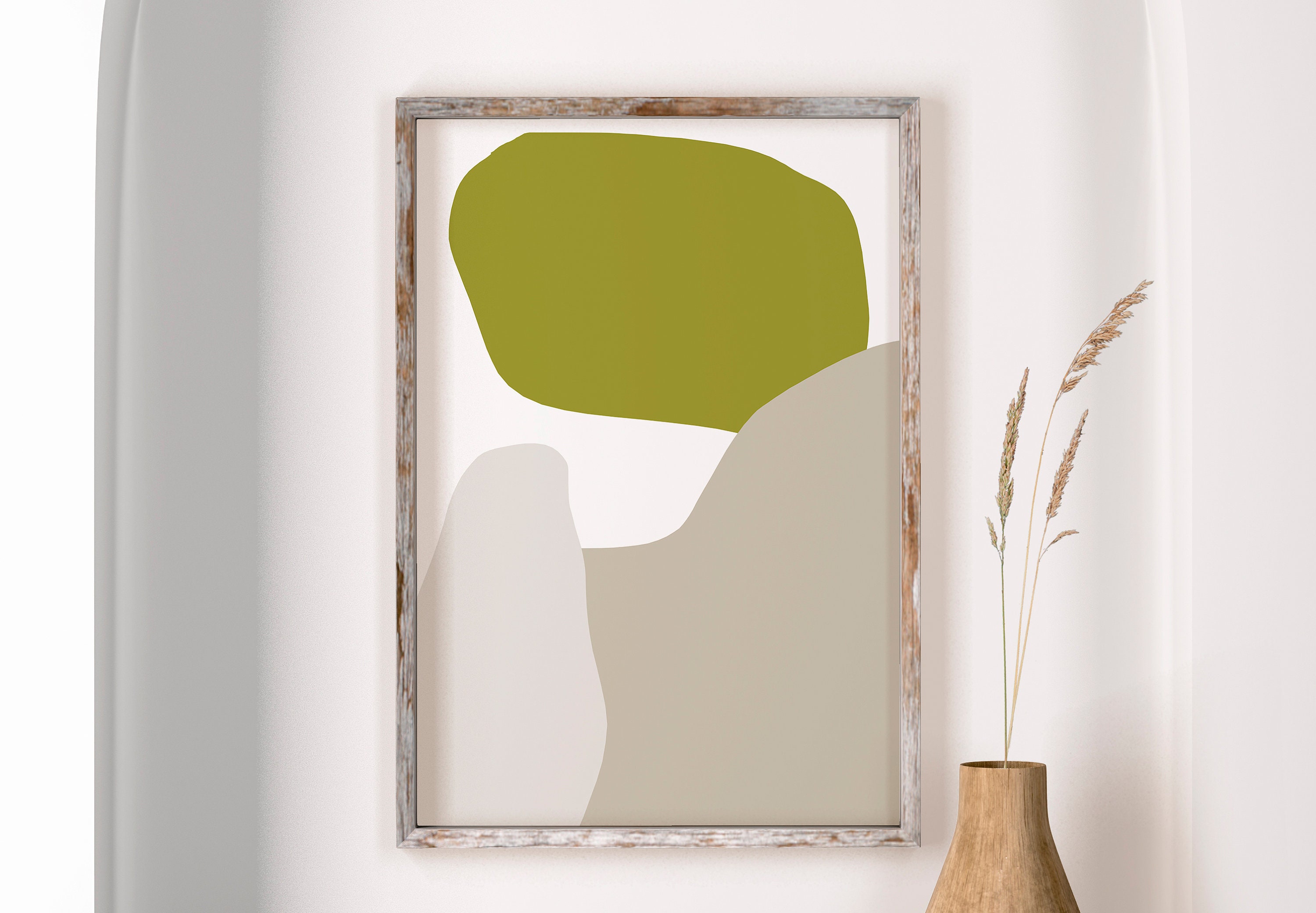 Sage green beige grey wall art Abstract boho print Earth tones Etsy