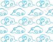 Blue clouds Scrapbook paper Watercolor Printable wrapping paper Baby shower Printable Gift Wrap Birthday Seamless pattern Digital Background