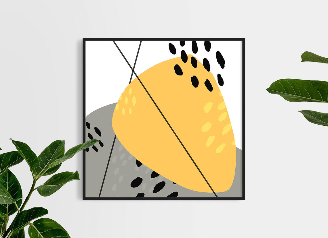 Yellow Grey Wall Art Downloadable Prints Abstract Modern Wall Etsy
