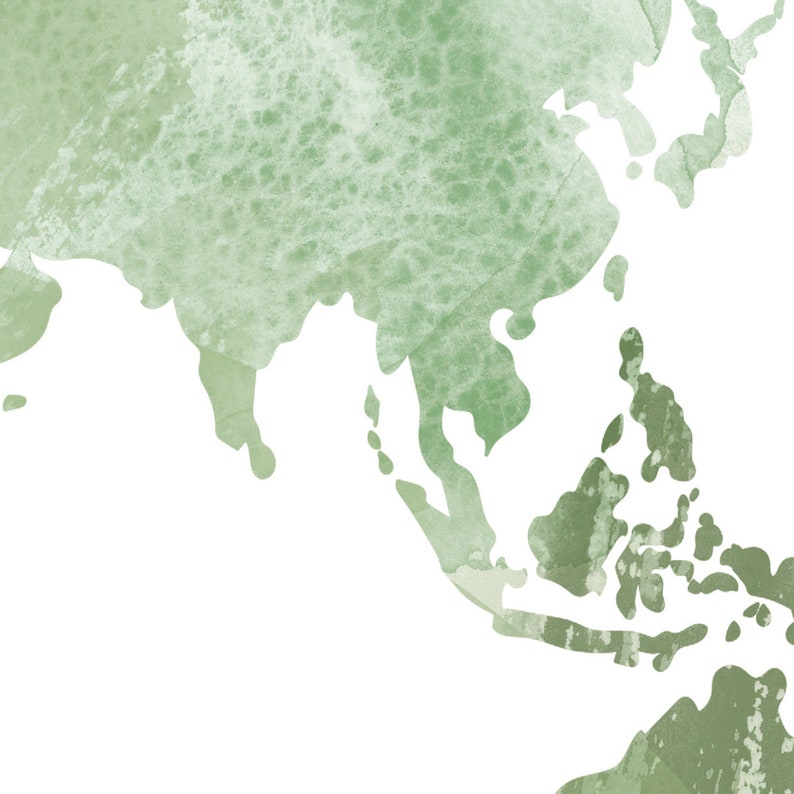 Sage green World map wall art World map print Printable wall Etsy
