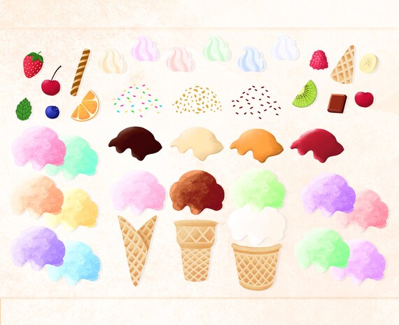 Eis Clipart Eis Zapfen Und Kugeln Sommer Clipart Eis Etsy