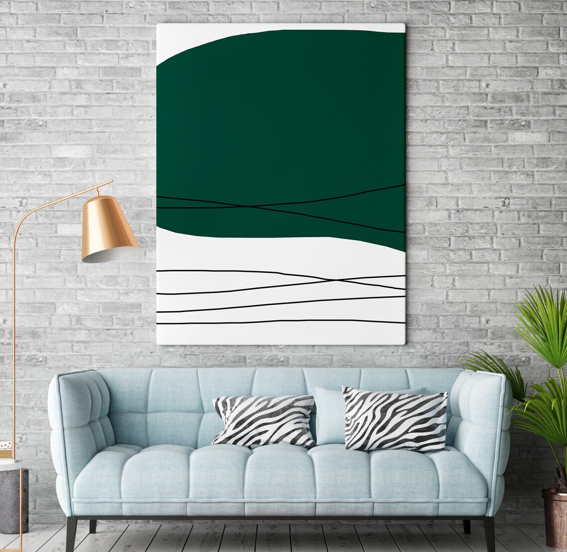 Large emerald wall art Green abstract print Printable wall art Etsy