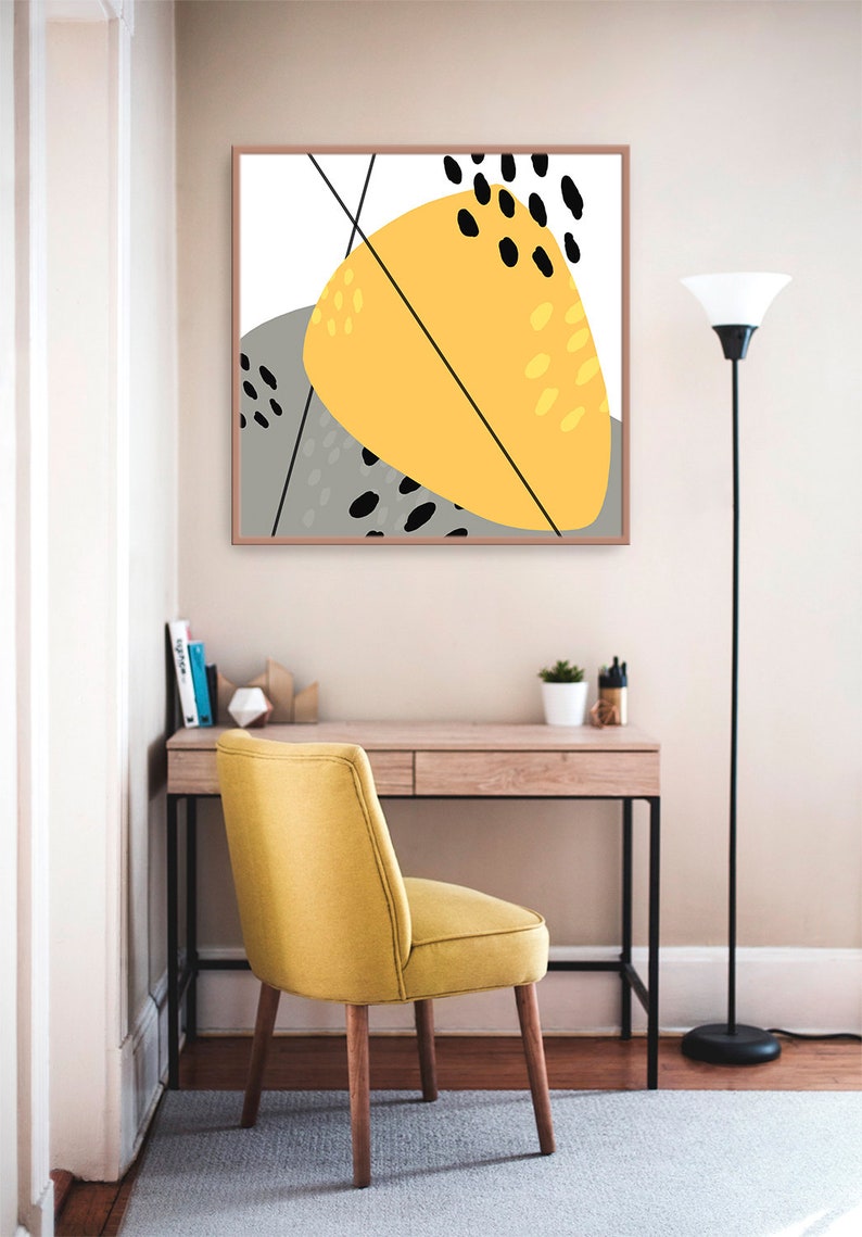 Yellow Grey Wall Art Downloadable Prints Abstract Modern Wall Etsy