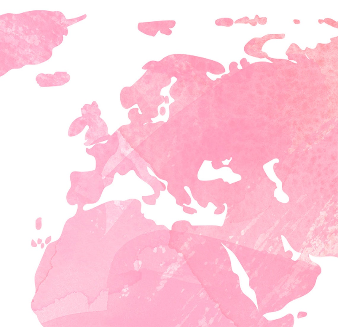 Pink World Map Wall Art Watercolor Print Printable Wall Art Etsy