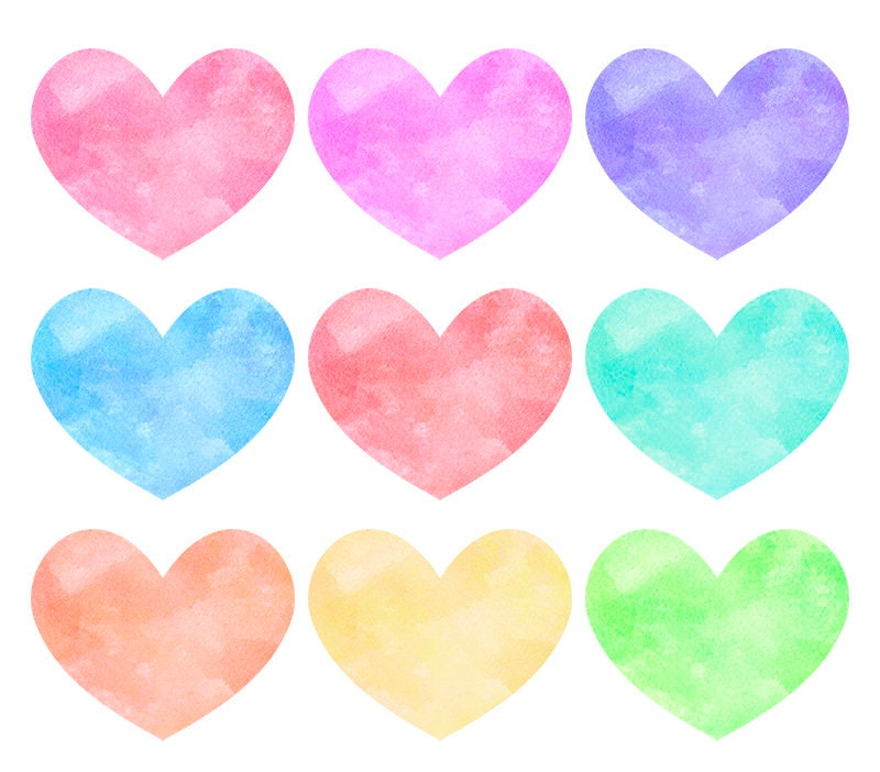 Download Watercolor hearts clipart Commercial Use Love clipart | Etsy