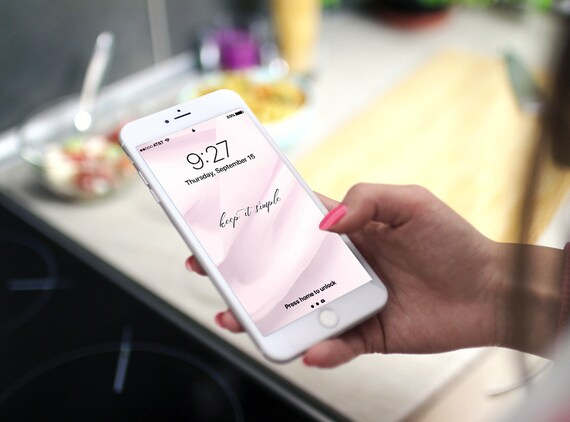 Keep It Simple Minimal Pink Iphone Wallpaper Soft Pink Lock Etsy Israel