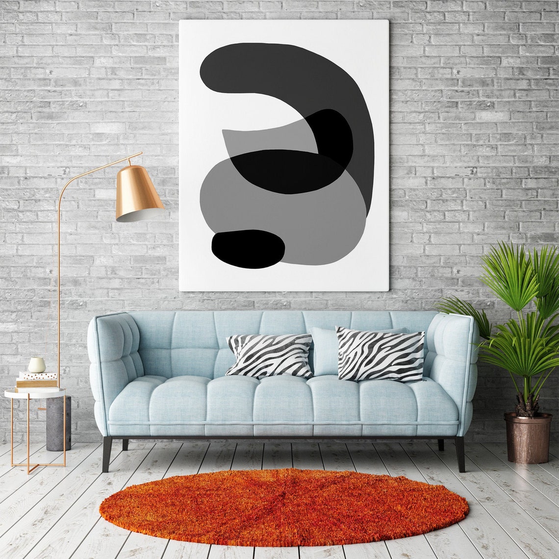 Abstract Black White Wall Art Large Printable Art Grey Wall | Etsy