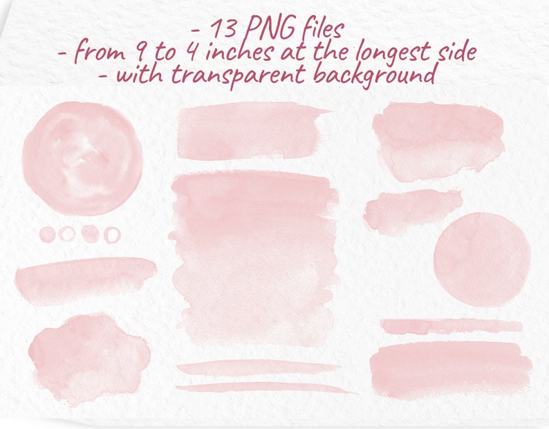 Blush Pink Watercolor Washes Pink Wash Clipart Digital Etsy