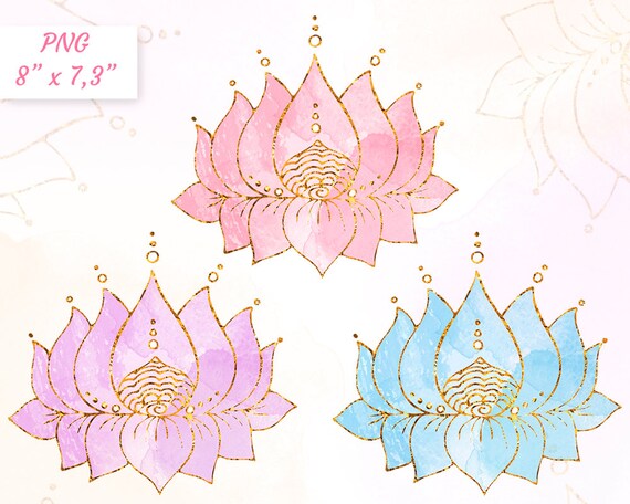 Aquarell Lotus Clipart Yoga Einladung Dekor Kommerzielle Etsy
