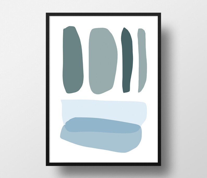 Modern Abstract Wall Art Grey Blue Art Print Printable Wall Etsy
