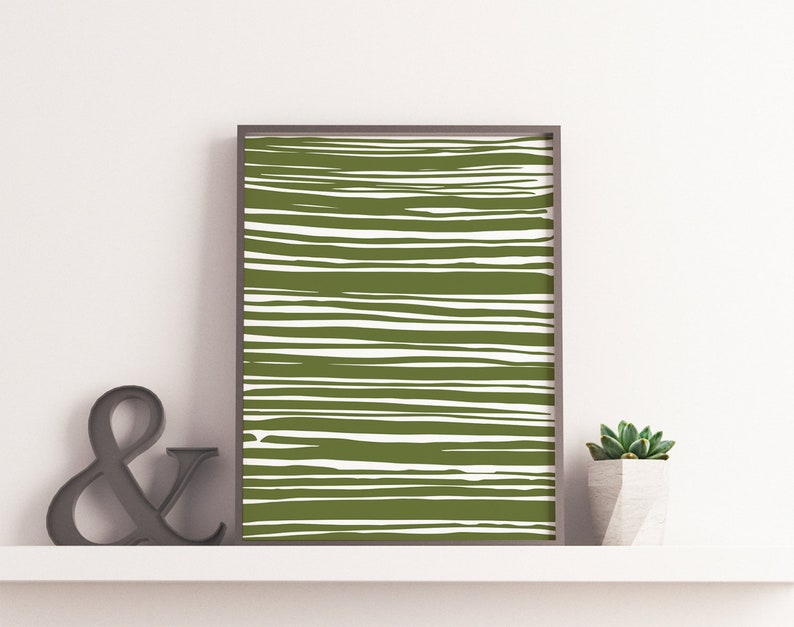 Olive Green Print Set of 2 Prints Abstract Printable Wall Art Etsy