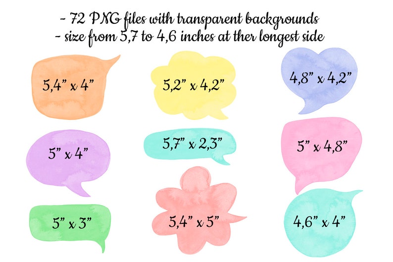 Speech bubbles Chat bubble Text clouds clipart Colorful | Etsy