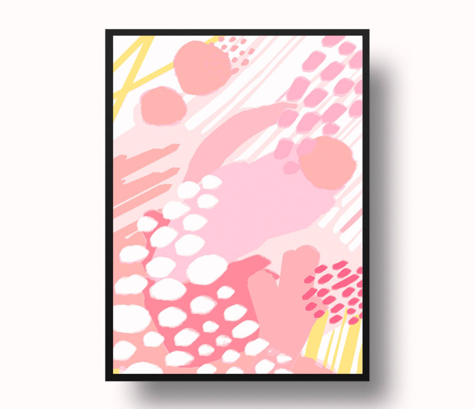 Abstract Blush Pink Wall Art Printable Wall Art Pink Yellow Etsy