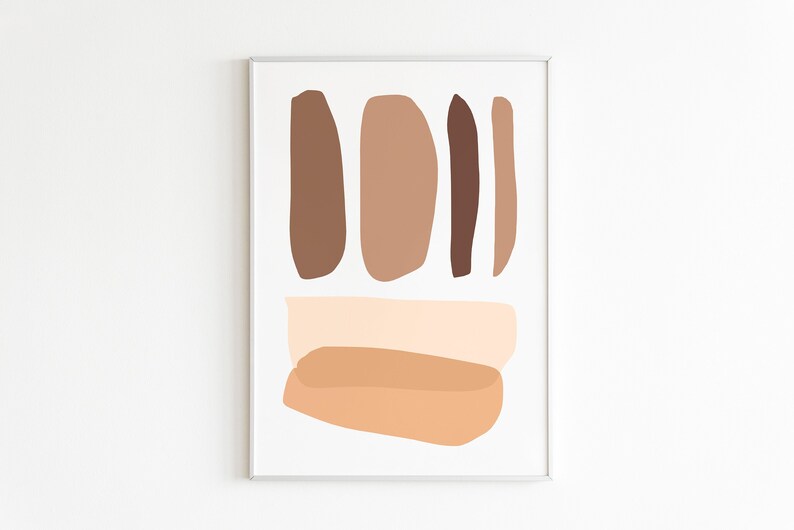 Beige and Brown Boho Print Abstract Wall Art Earth Tones Wall Etsy