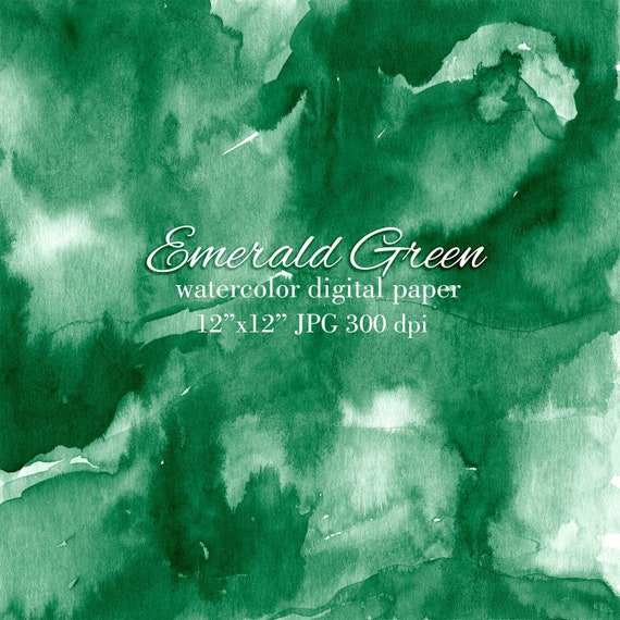 Emerald Watercolor Background Digital Paper Emerald Green Etsy