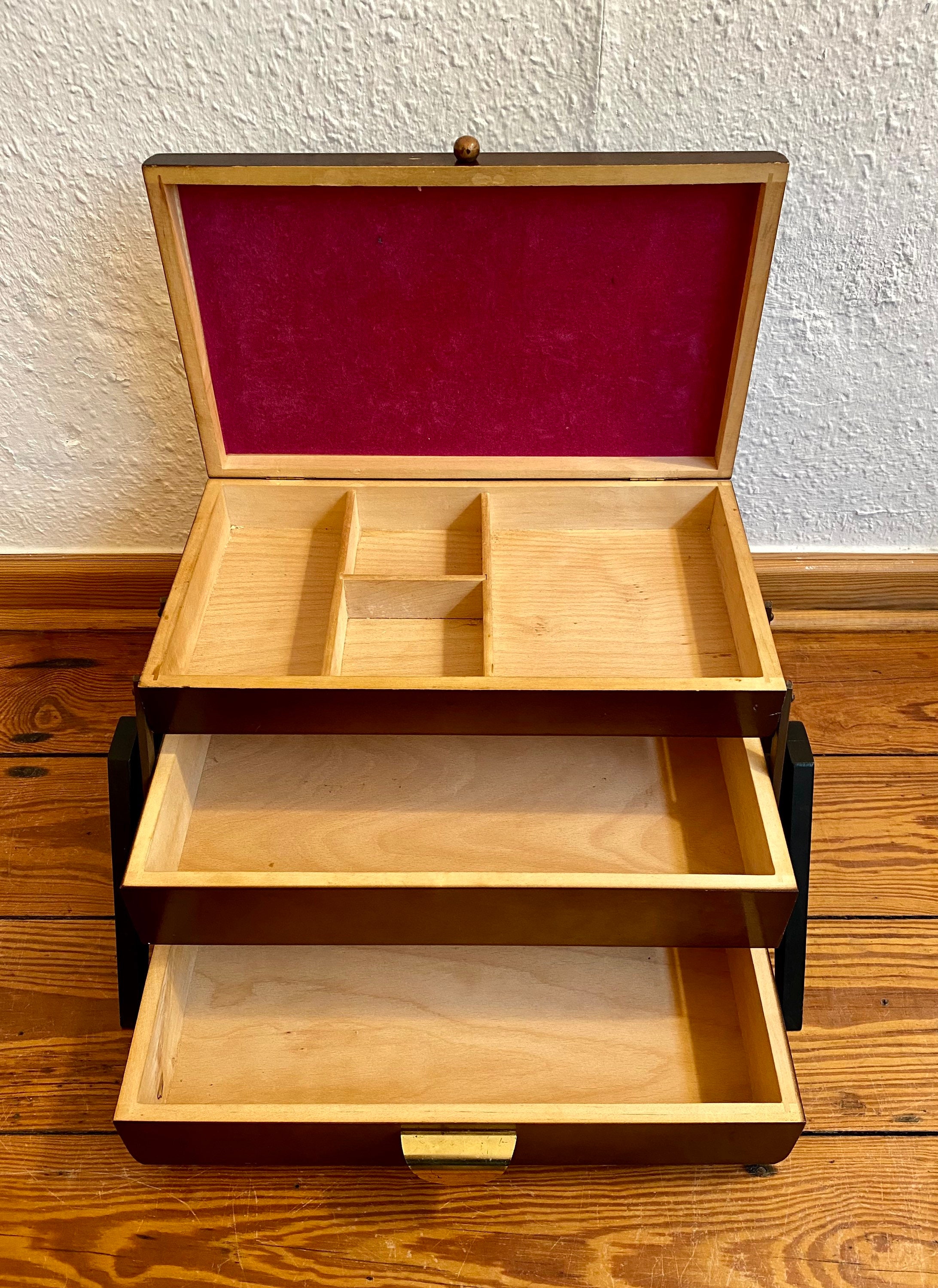 Caja de coser de madera de mediados del siglo 50/60. | Etsy