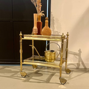 小さなネオクラシカルなフランスの真鍮製バーカート。