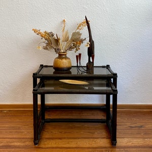 Set of two mid century 50s/60s vintage bamboo nesting tables.