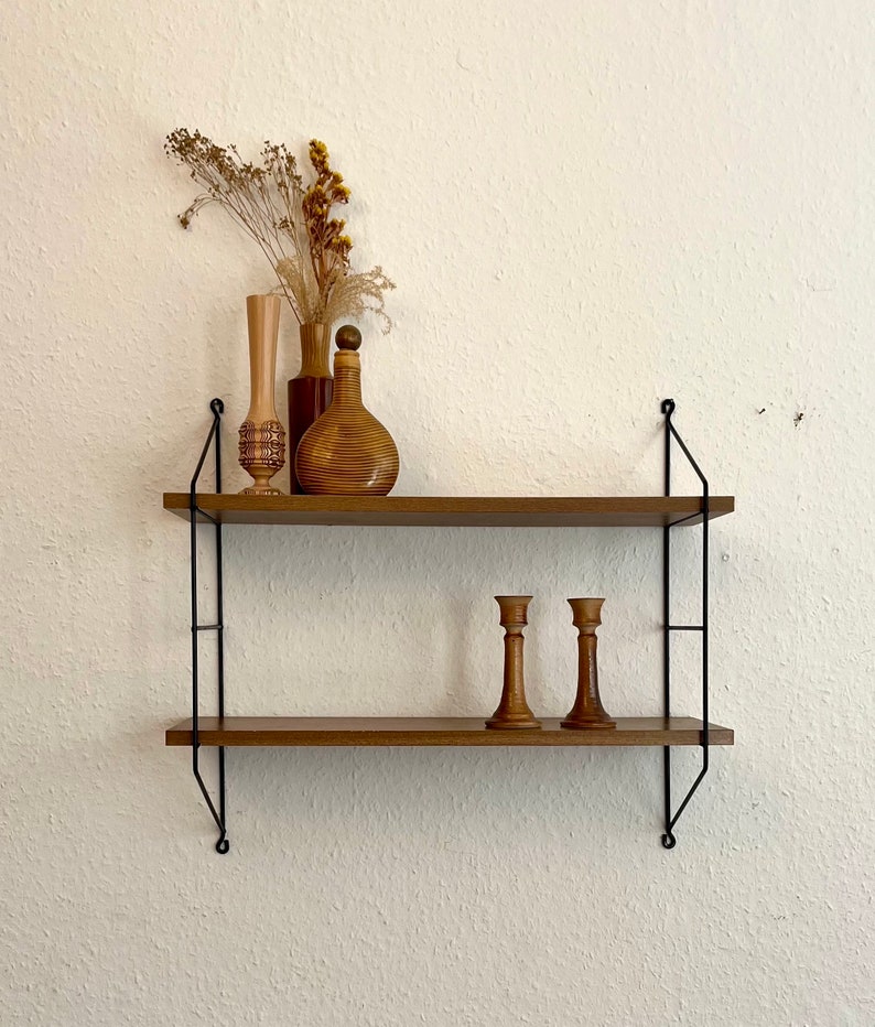 60s wall shelf in string design. image 1