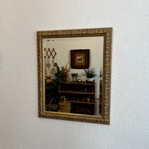 50s 60s golden wooden wall mirror.