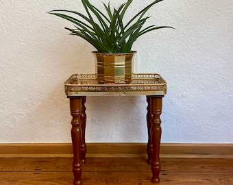 Mid Century 50s 60s flower stool with intarsia pattern (without decoration).