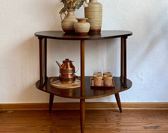 50s wooden chest of drawers with two shelves.