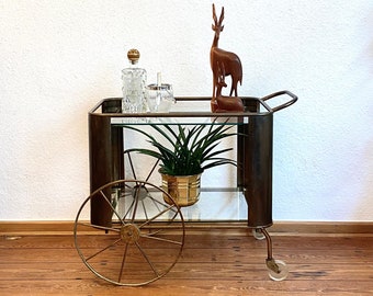 Art decoration 20s/30s golden bar cart made of brass.