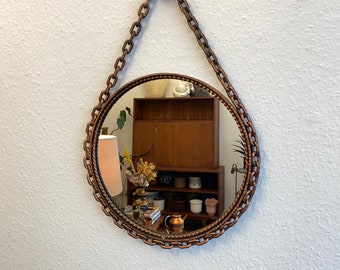 Antique wall mirror, heavy iron vanity mirror.