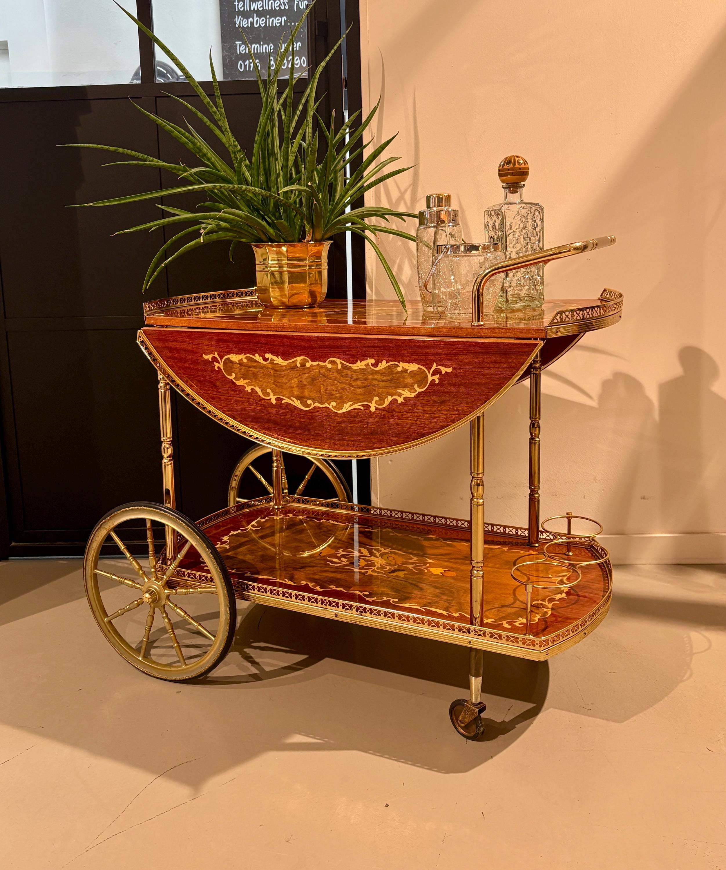 Vintage Italian Marquetry Bar Cart - Etsy