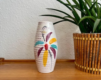 Vintage ceramic vase | Hand-painted flower vase | Mid-century modern | 1960s/1970s | Retro ceramic | Collector's vase