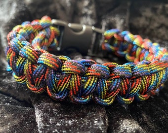 Dark Rainbow Paracord Survival Bracelet, Macramé Paracord Bracelet, Outdoors Accessory