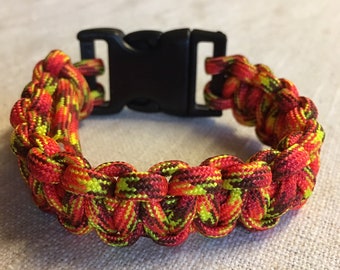 Fireball Paracord Bracelet - Survival Bracelet in Fire Colors - Bright Orange, Yellow, Red Paracord Bracelet - Unisex Bracelet