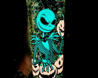 Vaso de bola de nieve que brilla en la oscuridad del Rey Calabaza