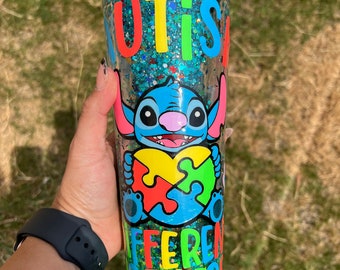 Vaso Ohana Autism que brilla en la oscuridad con forma de bola de nieve.