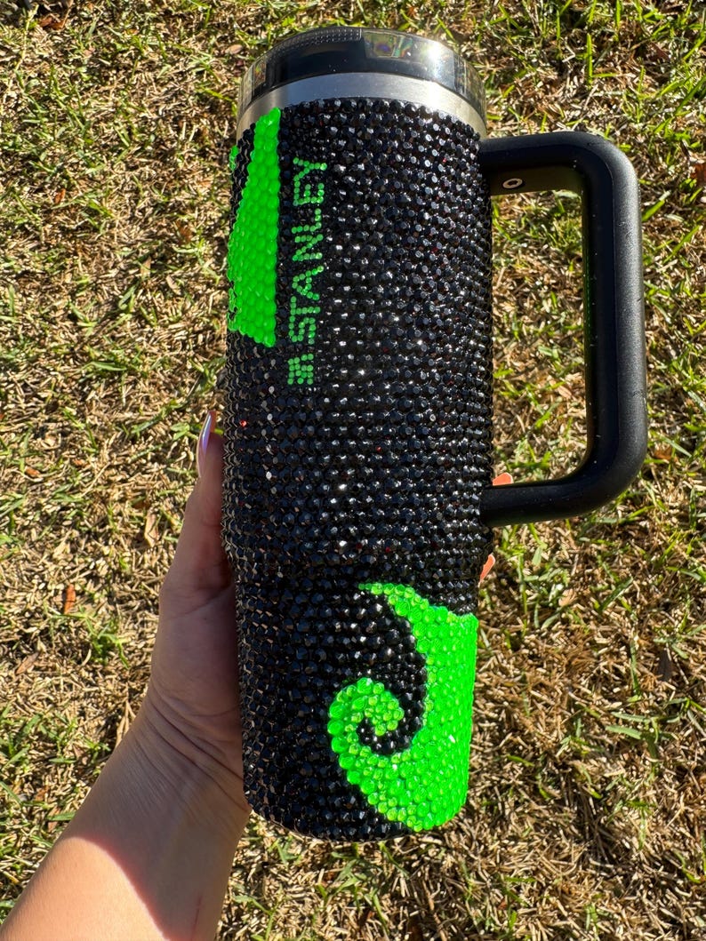 Witch green and black blinged protour Stanley tumbler image 5