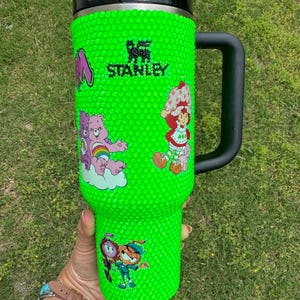 80’s cartoon neon green 40oz Blinged Stanley