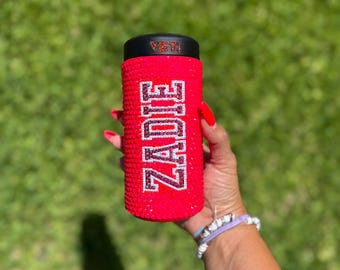 CUSTOM*** Fully blinged name and color slim can koozie