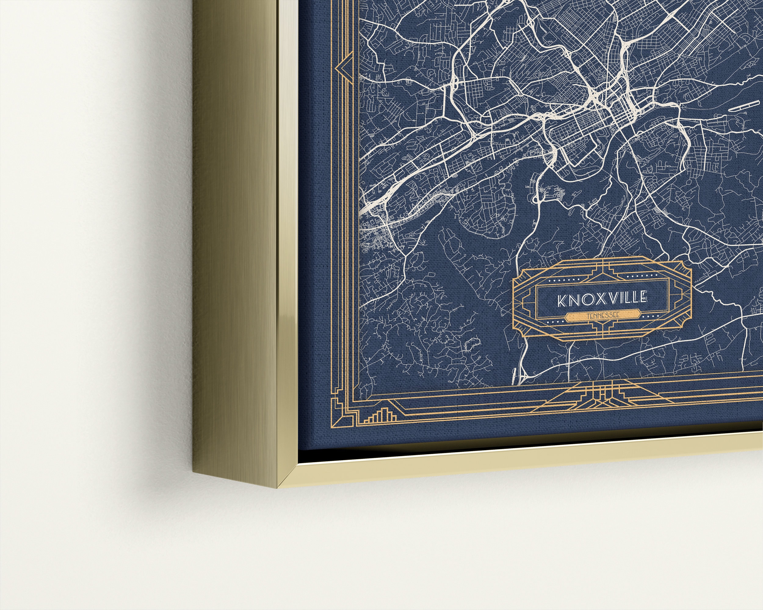 KNOXVILLE TN Framed Canvas Map Print Tennessee Art Deco Etsy