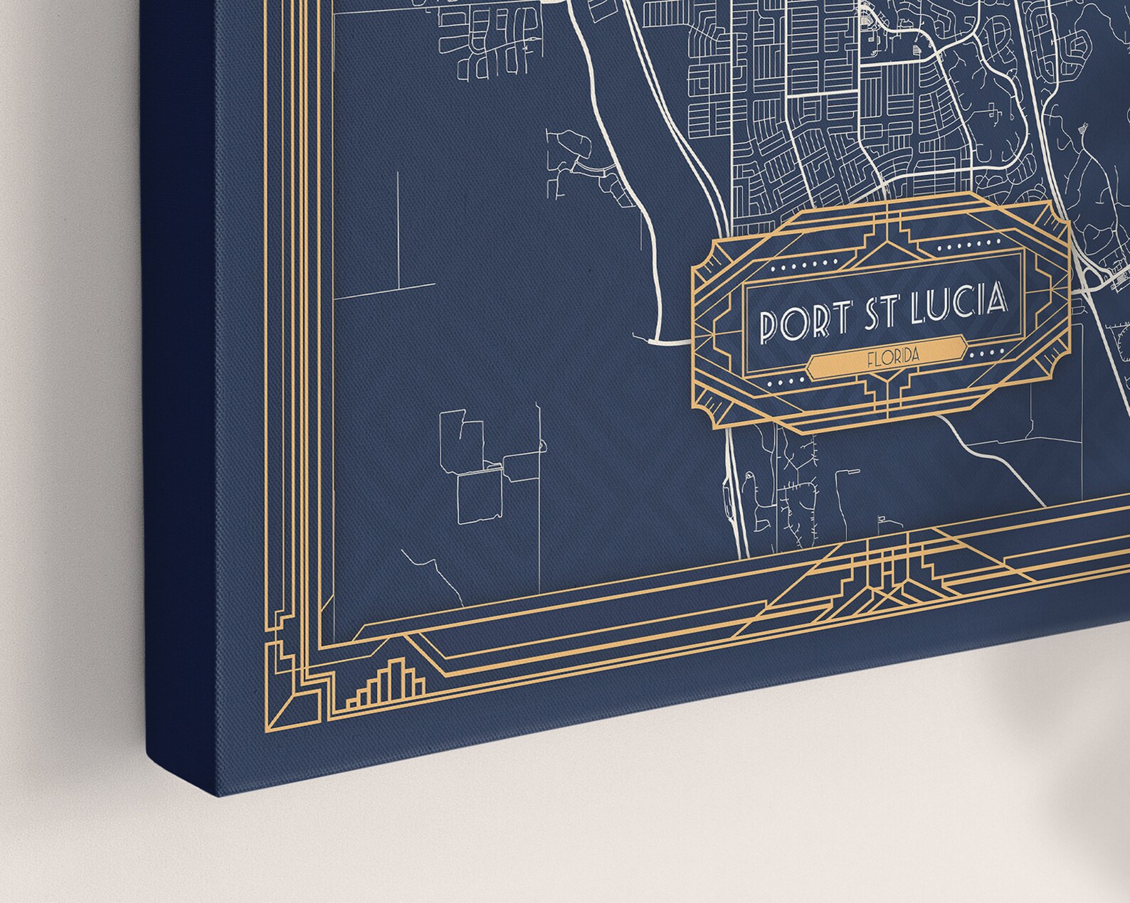 PORT St LUCIA FL Framed Canvas Map Print Florida Art Deco | Etsy